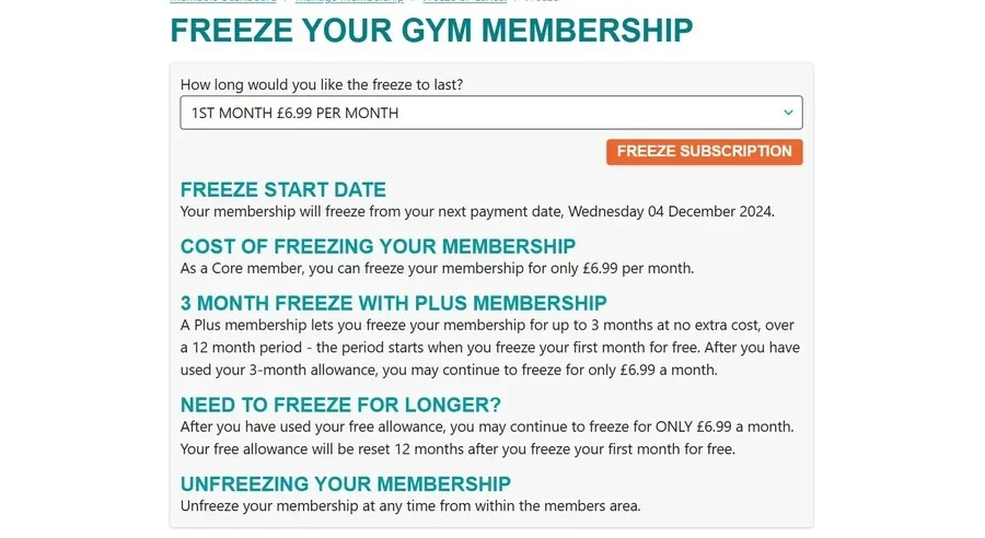 Freeze your David Lloyd Membership